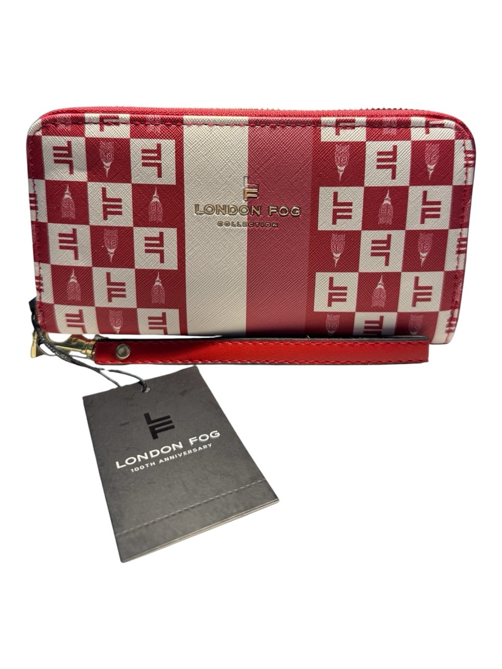 London Fog Collection Adalia Signature Zip Around Wallet Brick NWT